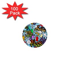 Graffiti Characters Seamless Patterns 1  Mini Buttons (100 Pack)  by Pakemis