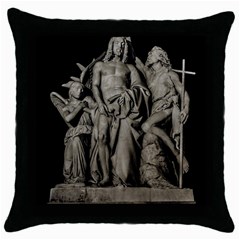 Catholic Motif Sculpture Over Black Throw Pillow Case (black) by dflcprintsclothing