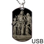 Catholic Motif Sculpture Over Black Dog Tag USB Flash (One Side) Front