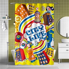 Colorful City Life Horizontal Seamless Pattern Urban City Shower Curtain 48  X 72  (small)  by Pakemis