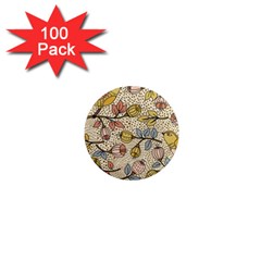 Seamless Pattern With Flower Bird 1  Mini Magnets (100 Pack)  by Pakemis