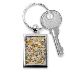 Seamless Pattern With Flower Bird Key Chain (rectangle) by Pakemis