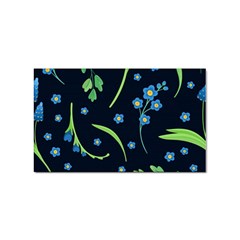 Abstract Wild Flower Dark Blue Background Blue Flowers Blossoms Flat Retro Seamless Pattern Daisy Sticker (rectangular) by Pakemis