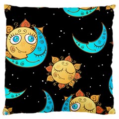 Seamless Pattern With Sun Moon Children Large Flano Cushion Case (one Side) by Pakemis