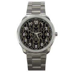 Art-deco-geometric-abstract-pattern-vector Sport Metal Watch by Pakemis