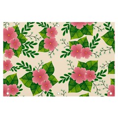 Cute-pink-flowers-with-leaves-pattern Banner And Sign 6  X 4  by Pakemis