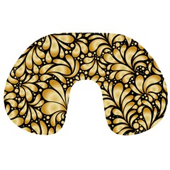 Damask-teardrop-gold-ornament-seamless-pattern Travel Neck Pillow by Pakemis