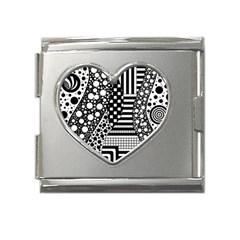 Black And White Mega Link Heart Italian Charm (18mm) by gasi