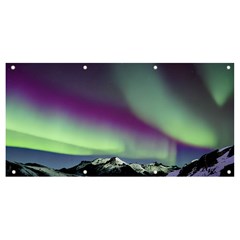 Aurora Stars Sky Mountains Snow Aurora Borealis Banner And Sign 8  X 4  by Uceng