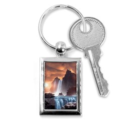 Water Waterfall Nature River Lake Planet Fantasy Key Chain (rectangle) by Uceng