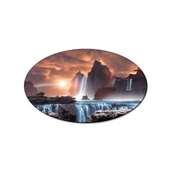 Water Waterfall Nature River Lake Planet Fantasy Sticker (oval) by Uceng