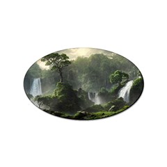 Waterfall River Fantasy Dream Planet Matte Sticker (oval) by Uceng