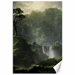 Waterfall River Fantasy Dream Planet Matte Canvas 12  X 18  by Uceng