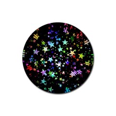 Christmas Star Gloss Lights Light Rubber Coaster (round) by Uceng