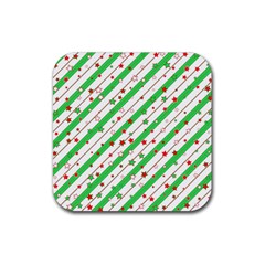 Christmas Paper Stars Pattern Texture Background Colorful Colors Seamless Rubber Coaster (square) by Uceng