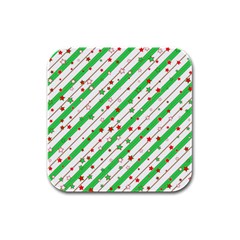 Christmas Paper Stars Pattern Texture Background Colorful Colors Seamless Rubber Square Coaster (4 Pack) by Uceng