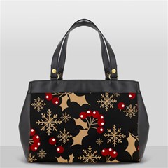 Christmas Pattern With Snowflakes Berries Oversize Office Handbag (2 Sides) by Uceng