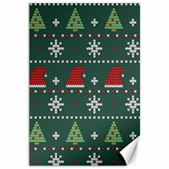 Beautiful Knitted Christmas Pattern Canvas 12  X 18  by Uceng