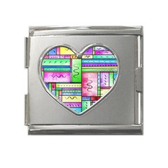 Colorful Pattern Mega Link Heart Italian Charm (18mm) by gasi