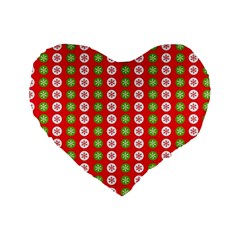 Festive Pattern Christmas Holiday Standard 16  Premium Heart Shape Cushions by Ravend