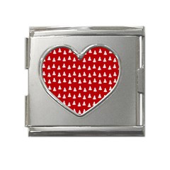 White Christmas Tree Red Mega Link Heart Italian Charm (18mm) by TetiBright