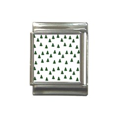 Green Christmas Trees White Italian Charm (13mm) by TetiBright