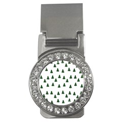 Green Christmas Trees White Money Clips (cz)  by TetiBright