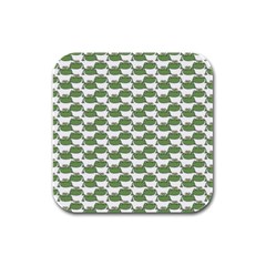 Funny Frog Cartoon Drawing Motif Pattern Rubber Square Coaster (4 Pack) by dflcprintsclothing