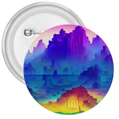 Abstract Geometric Landscape Art 3d 3  Buttons by Pakemis