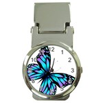 Blue And Pink Butterfly Illustration, Monarch Butterfly Cartoon Blue, Cartoon Blue Butterfly Free Pn Money Clip Watches Front