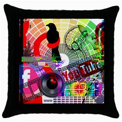 Social Media Interaction Woman Throw Pillow Case (black) by Ravend