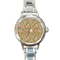 Pattern Seamless Round Italian Charm Watch by artworkshop