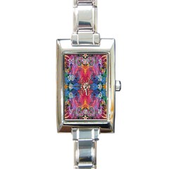 Firey Repeats I Rectangle Italian Charm Watch by kaleidomarblingart