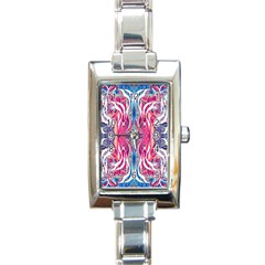 Mixed Media Repeats  Rectangle Italian Charm Watch by kaleidomarblingart