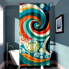 Wave Waves Ocean Sea Abstract Whimsical Shower Curtain 36  X 72  (stall)  by Jancukart