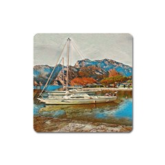 Boats On Lake Garda, Italy  Square Magnet by ConteMonfrey