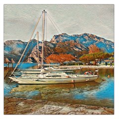 Boats On Lake Garda, Italy  Square Satin Scarf (36  X 36 ) by ConteMonfrey