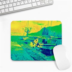 Blue And Green Boat Modern  Small Mousepad by ConteMonfrey