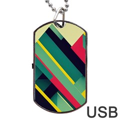 Pattern Abstract Geometric Design Dog Tag Usb Flash (two Sides) by Jancukart