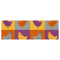 Chickens Pixel Pattern - Version 1a Banner And Sign 12  X 4  by wagnerps