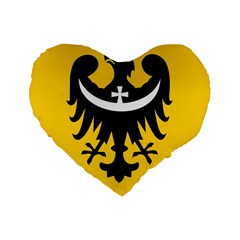 Dolnoslaskie Flag Standard 16  Premium Flano Heart Shape Cushions by tony4urban