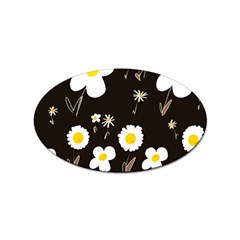 Daisy Flowers White Yellow Black  Sticker Oval (10 Pack) by Mazipoodles