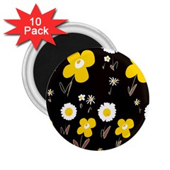 Daisy Flowers White Yellow Brown Black 2 25  Magnets (10 Pack)  by Mazipoodles