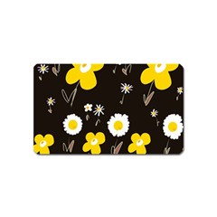 Daisy Flowers White Yellow Brown Black Magnet (name Card) by Mazipoodles