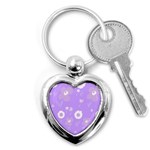 Daisy Flowers Lilac White Lavender Purple Key Chain (Heart) Front