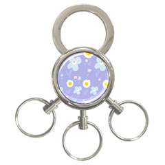 Daisy Flowers Blue White Yellow Lavender 3-ring Key Chain by Mazipoodles