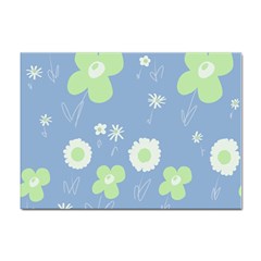 Daisy Flowers Pastel Green White Blue  Sticker A4 (10 Pack) by Mazipoodles