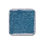 White And Blue Brick Wall Rubber Square Coaster (4 pack) Front