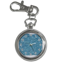 White And Blue Brick Wall Key Chain Watches by artworkshop