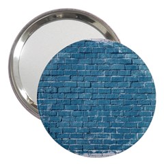 White And Blue Brick Wall 3  Handbag Mirrors by artworkshop